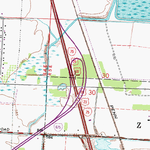 Topographic Map of Interchange 155, MI