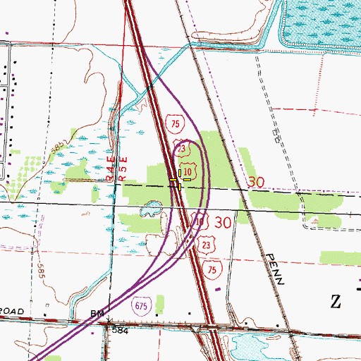 Topographic Map of Interchange 155, MI