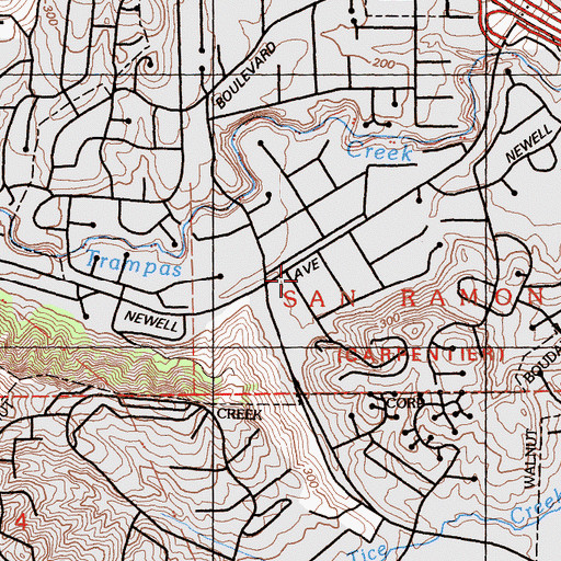 Topographic Map of Saranap, CA