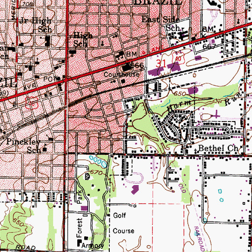 Topographic Map of Bethel Run, IN