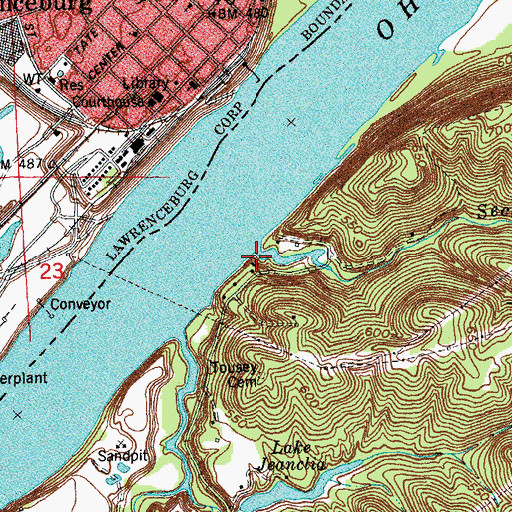 Topographic Map of Lawrenceburg Ferry (historical), KY