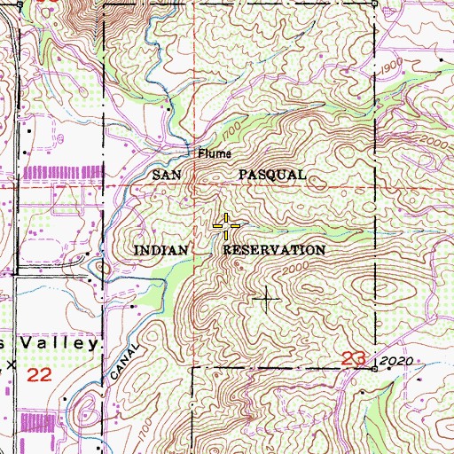Topographic Map of San Pasqual Reservation, CA