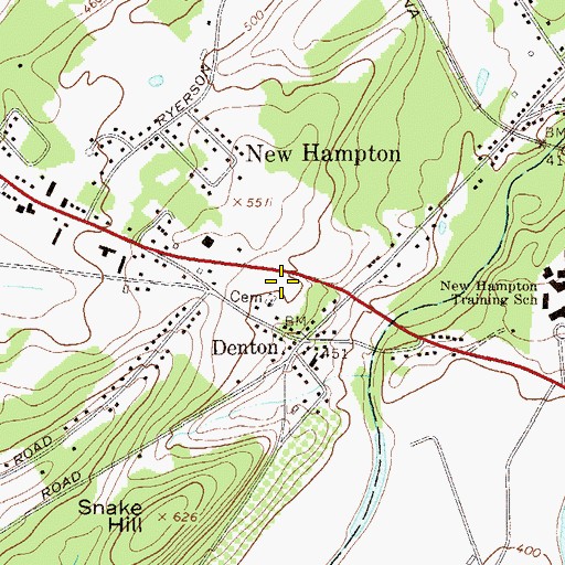 Topographic Map of Denton Cemetery, NY