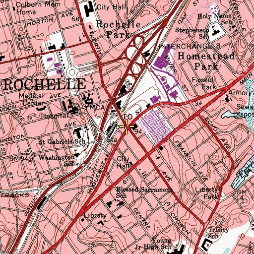 Topographic Map of Pershing Square, NY