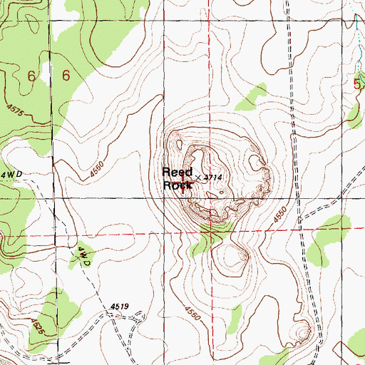 Topographic Map of Reed Rock, OR