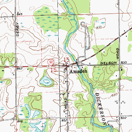 Topographic Map of Amsden Post Office (historical), MI