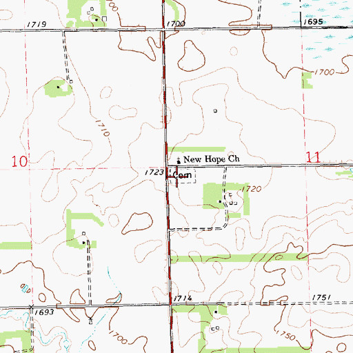 Topographic Map of New Hope Lutheran Cemetery, SD