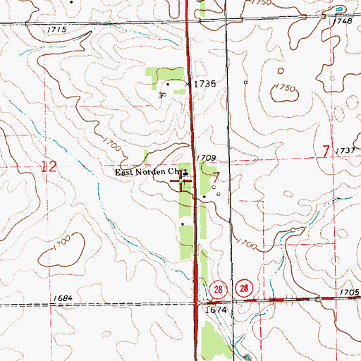 Topographic Map of East Norden Cemetery, SD