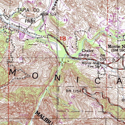 Topographic Map of Cold Creek, CA