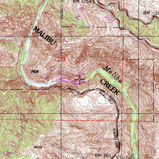 Topographic Map of Malibu Reservoir, CA