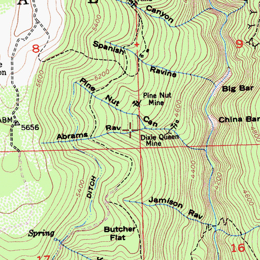 Topographic Map of Abrams Ravine, CA