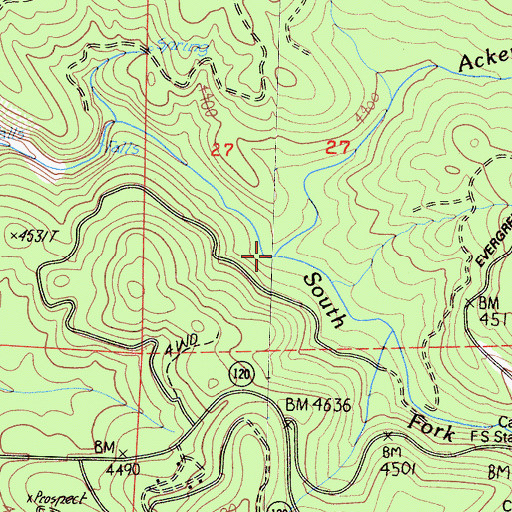 Topographic Map of Ackerson Creek, CA