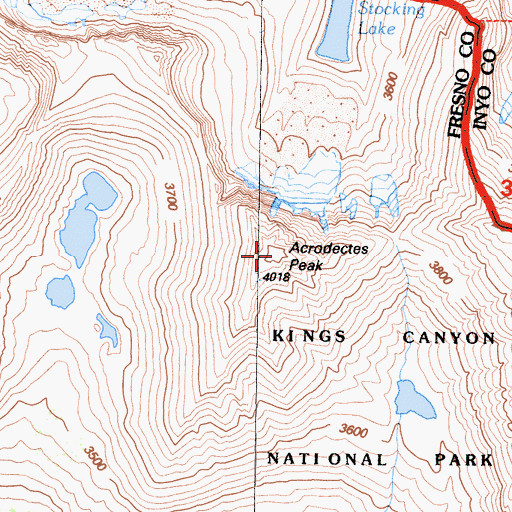 Topographic Map of Acrodectes Peak, CA