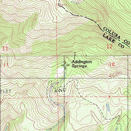 Topographic Map of Addington Springs, CA