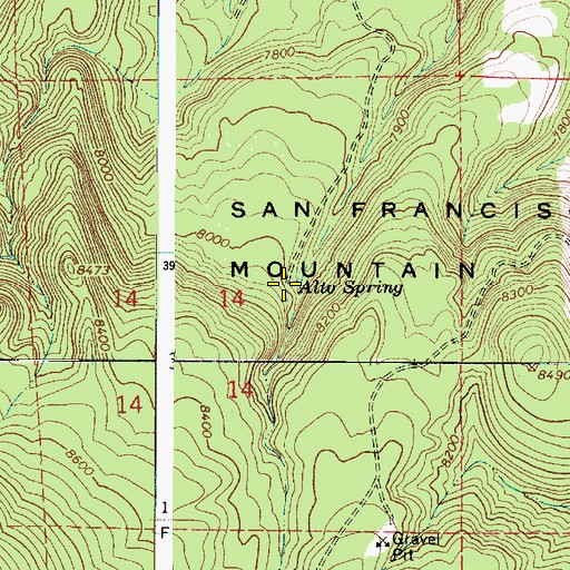 Topographic Map of Alto Spring, AZ