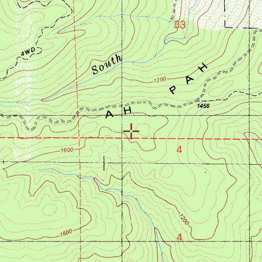 Topographic Map of Ah Pah Ridge, CA