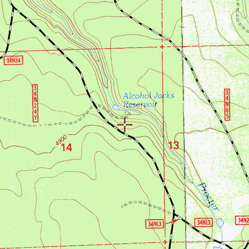 Topographic Map of Alcohol Jacks Reservoir, CA