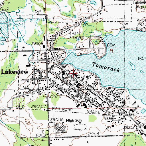 Topographic Map of Lakeview Police Department, MI
