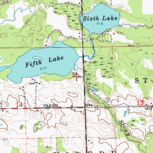 Topographic Map of Nature's Chain of Lakes Campground, MI