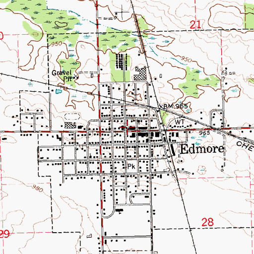 Topographic Map of Edmore Post Office, MI