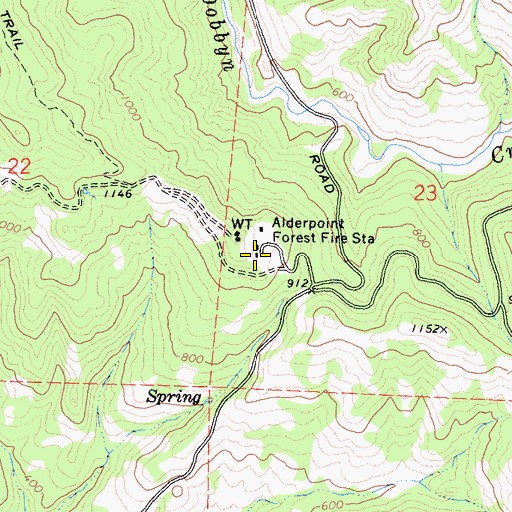 Topographic Map of California Department of Forestry and Fire Protection Alderpoint Station, CA