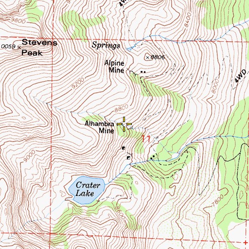 Topographic Map of Alhambra Mine, CA