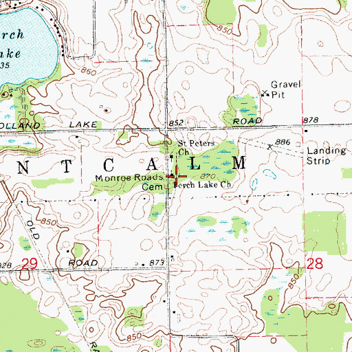 Topographic Map of Perch Lake Bible Church Cemetery, MI