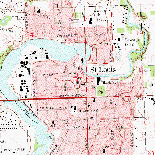 Topographic Map of Saint Louis Family Clinic, MI