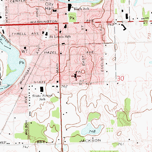 Topographic Map of Saint Joseph Catholic Church, MI