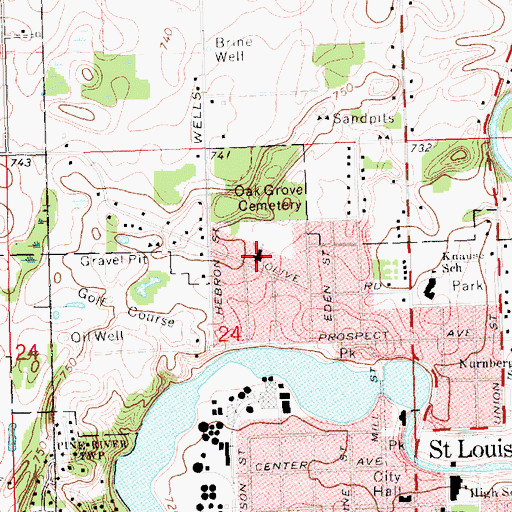 Topographic Map of First Church of Christ, MI