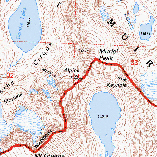 Topographic Map of Alpine Col, CA