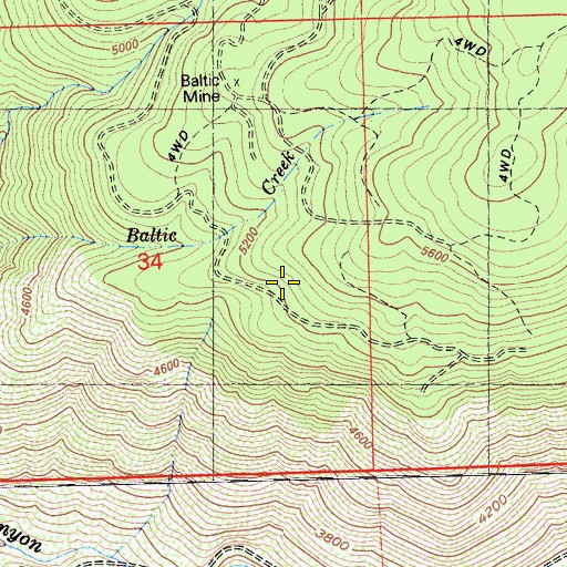 Topographic Map of Anderson Mine, CA