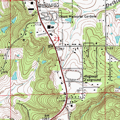 Topographic Map of Church of Christ, MO