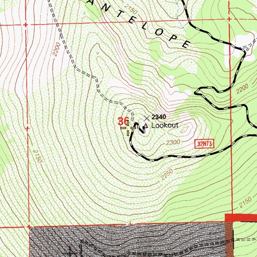 Topographic Map of Antelope Mountain, CA