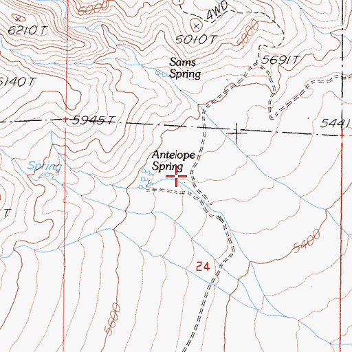 Topographic Map of Antelope Spring, CA
