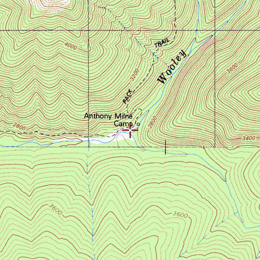 Topographic Map of Anthony Milne Camp, CA