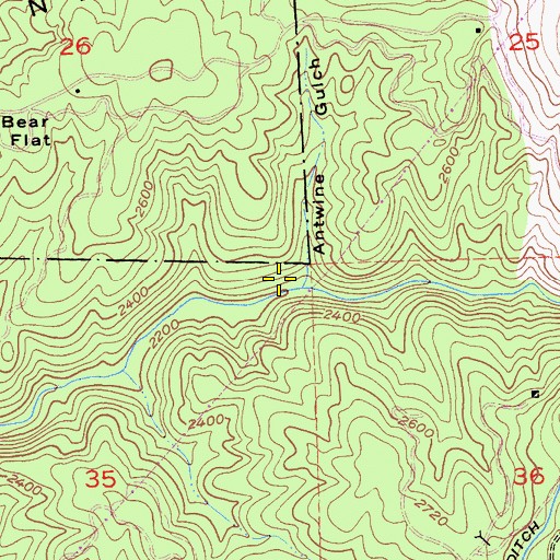Topographic Map of Antwine Gulch, CA