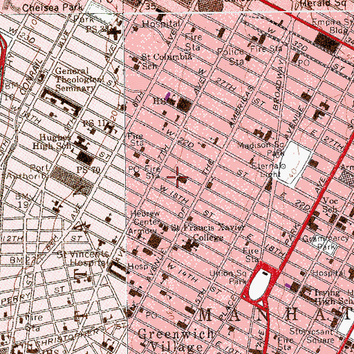 Topographic Map of New York Marxist School, NY