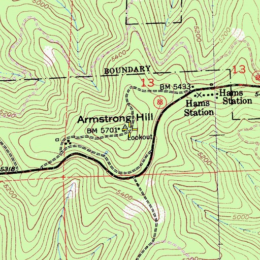 Topographic Map of Armstrong Hill, CA