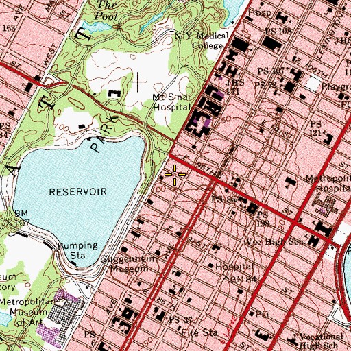 Topographic Map of Churchill School, NY