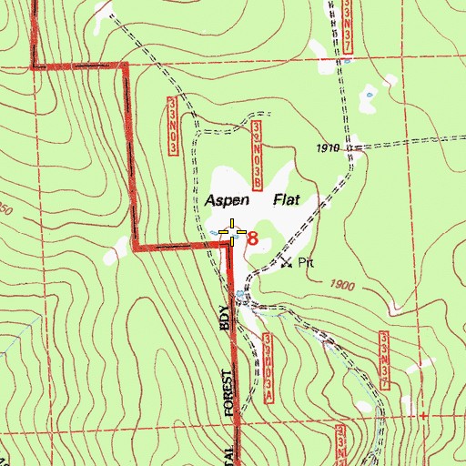 Topographic Map of Aspen Flat, CA