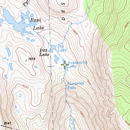 Topographic Map of Avalanche Lake, CA