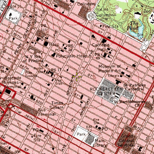 Topographic Map of Big Top Theatre (historical), NY