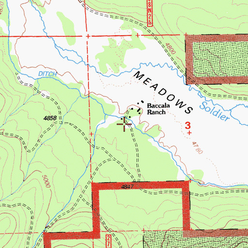 Topographic Map of Baccala Ranch, CA