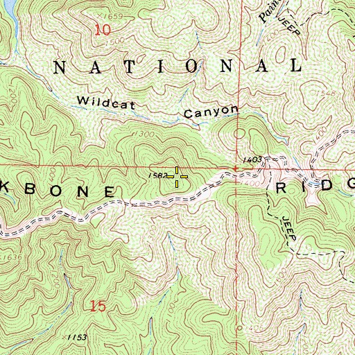 Topographic Map of Backbone Ridge, CA
