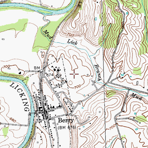Topographic Map of Oak Hill Farm (historical), KY