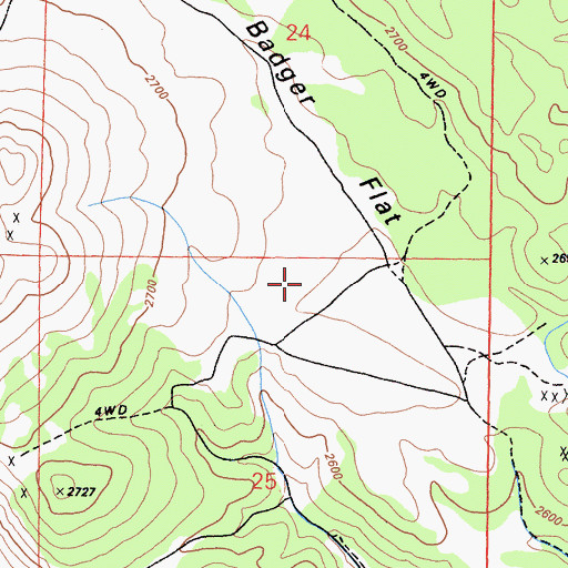 Topographic Map of Badger Flat, CA