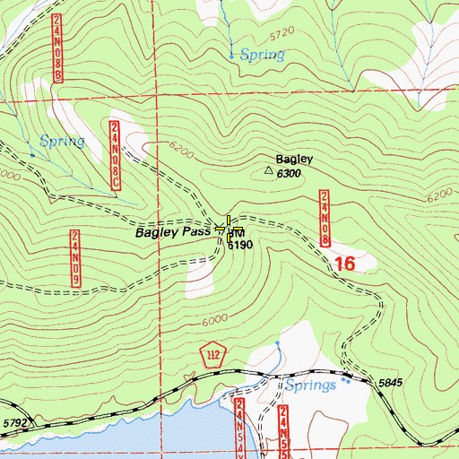 Topographic Map of Bagley Pass, CA