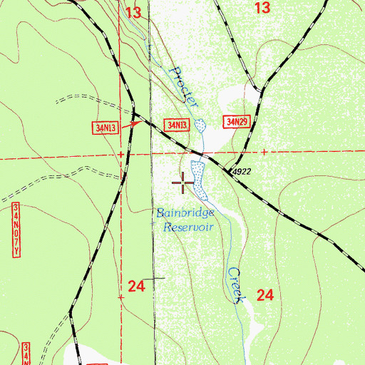 Topographic Map of Bainbridge Reservoir, CA