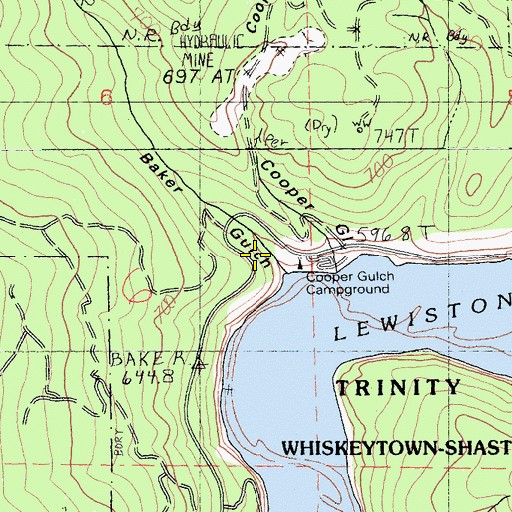 Topographic Map of Baker Gulch, CA